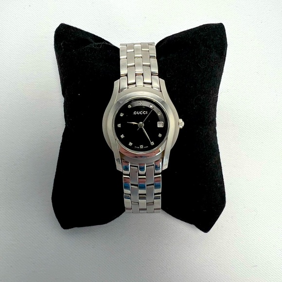 Gucci Swiss Made Watch Stainless Steel with Black & Diamond Dial - Picture 1 of 12